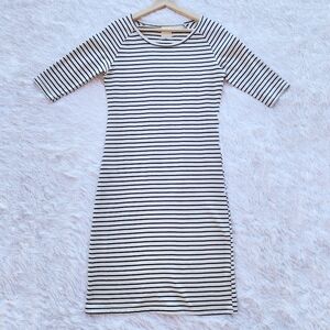Clad & Cloth Striped Cotton Short‎ Sleeve Midi Dress